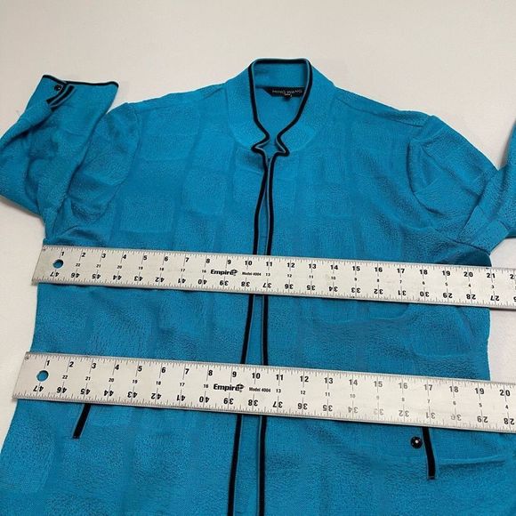 Ming Wang Blue Acrylic Open Front Top Cardigan Sweater Size XL - Picture 9 of 12